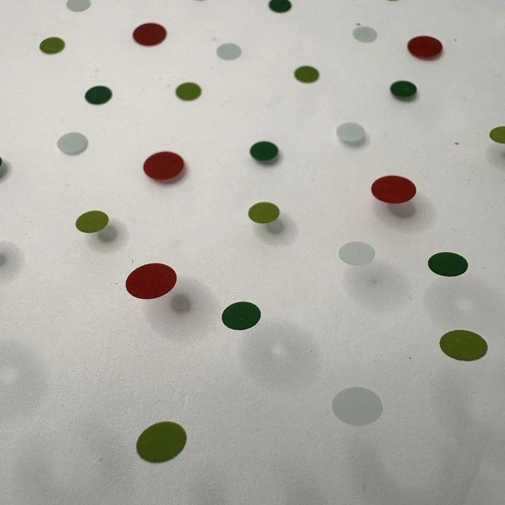 Pampered Chef Whimsical Red Green White Holiday Dots Square Glass 9.75